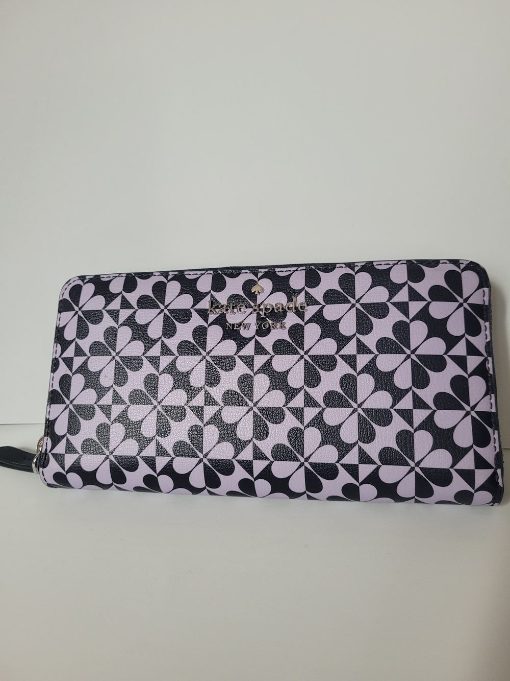 Kate Spade Lavender & Black Floral Zip Wallet